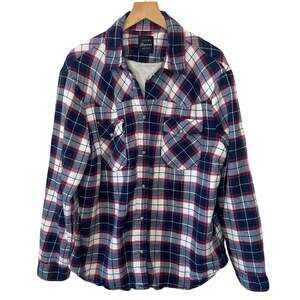 Jachs Girlfriend New York Plaid Blue Faux Fur Lined Western Chore Jacket XXL